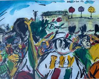 Expressionist Rose Bowl watercolor. Don't for 1994 World Cup soccer tournament.