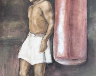 Acrylic paintings of Cassius Clay.