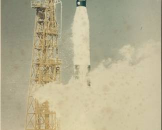 Nasa launch photo signed by team members.