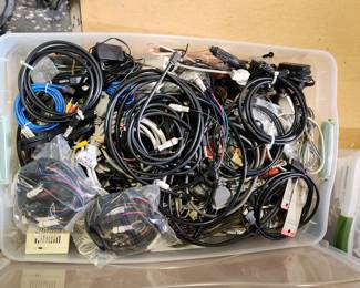 tub of cables/cords