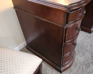 Leather top desk by Hooker, finished all 4 sides