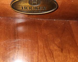 Leather top desk by Hooker, finished all 4 sides