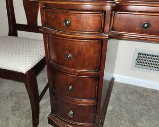 Leather top desk by Hooker, finished all 4 sides