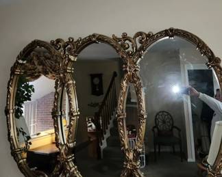 Vintage Hollywood Regency wall mirror. 66" x 43"