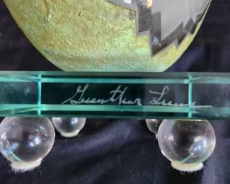 Signed glass art deco bowl / vase. Guenther & Luna