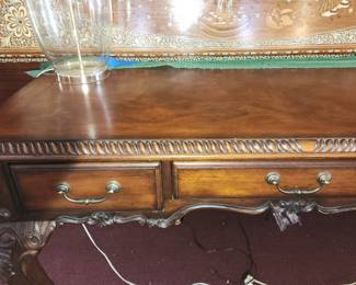 Executive, ornate desk by Hooker. Finished all 4 sides