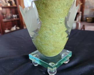 Signed glass art deco bowl / vase. Guenther & Luna