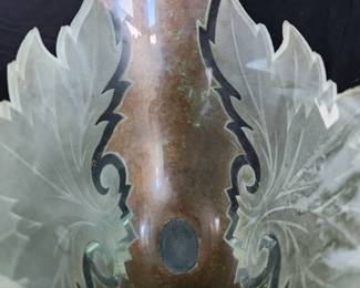 Signed glass art deco bowl / vase. Guenther & Luna. Inside view