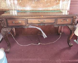 Executive, ornate desk by Hooker. Finished all 4 sides