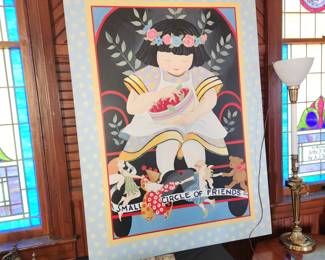 3 panel, custom artwork by Baltimore artist. Commissioned for a child's room, each has a heavy duty hanger.