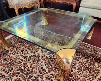 MCM coffee table inspired by Karl Springer. SUPER HEAVY, bring help and blankets