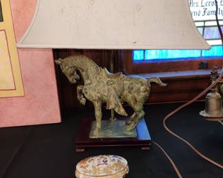 Heavy metal horse lamp. Horse is removable