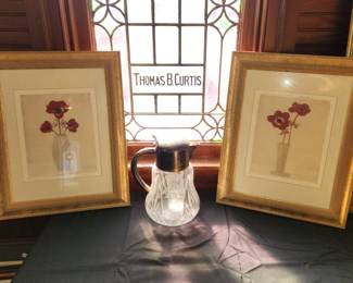 Set of 4 framed red flower prints