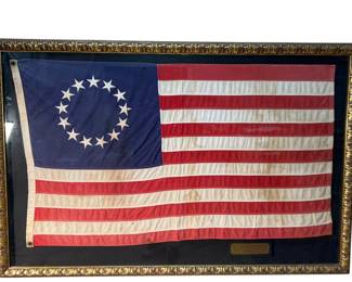 Betsy Ross Style 13 Star Banner Massive Framed Flag
