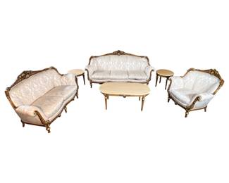 Italian Hand Carved Sofa Set with Down Cushions