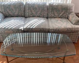 003 Henredon Sofa A Glass Top Table