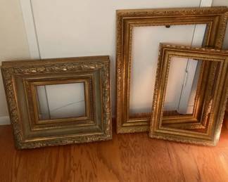 Three Gold Trimmed Wooden Picture Frames
