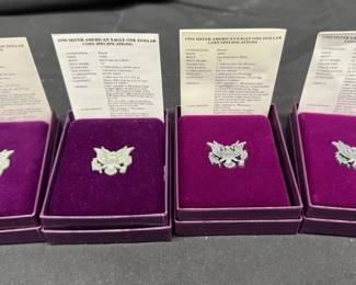 1989, 1990, 1991 & 1992 American Silver Eagles – 4-Coin Lot