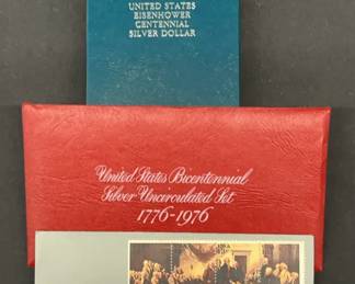 1976 Bicentennial First Day Cover, Bicentennial Silver Uncirculated, Eisenhower Centennial Silver