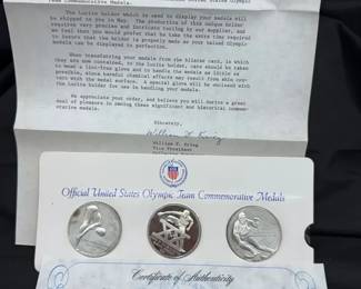 Official U.S. Olympic Team Commemorative Medals Includes Original Letter from William Krieg