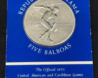 Commemorative Coin Republic of Panama 5 Balboas Sterling Silver Mint in Package