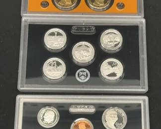 U.S. Mint Silver Proof Sets from 2011 and 2012, 14 coins per set