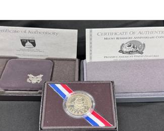 1989 Silver Dollar Proof, 1991 Mount Rushmore Anniversary Coins, Bicentennial of Congress Liberty