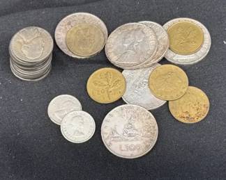 Mixed Coin Lot 10 Pre1965 U.S. Nickels, 2 Canadian Dimes Assorted International Coins