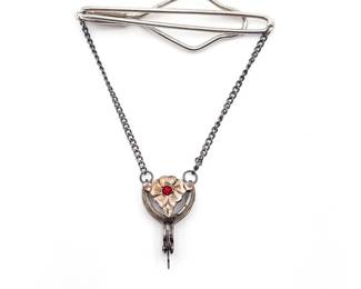 Vintage Western-Style Tie Clip With Spur And Flower