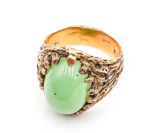 Vintage 14K Yellow Gold Ring w/Nephrite Jade Size 10