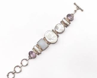 Sterling Silver And Semi-Precious Stone Toggle Bracelet