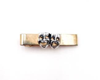 Vintage Two-Tone Comedy/Tragedy Mask Tie Bar