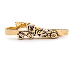 Vintage Gold-Tone Tie Clip With Tractor