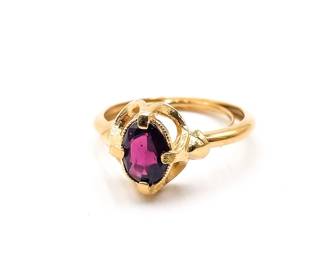 Gold Tone Garnet Gemstone Ring