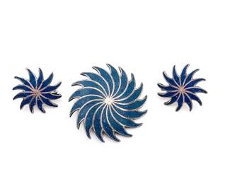 Vintage Los Ballesteros Sterling Silver And Lapis Jewelry Set