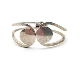 Silver-Tone Modernist Hinged Bracelet