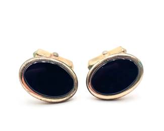 Pair Of Vintage Swank Gold-Tone And Black Cufflinks