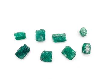 Collection of Eight Rough Emeralds 10.16 Carats