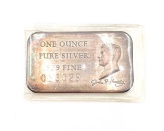 One Ounce .999 Fine Pure Silver Bar
