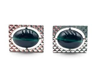 Pair of Vintage Cufflinks With Glass Cabochon