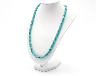 Vintage Southwest Turquoise And Sterling Beaded Necklace