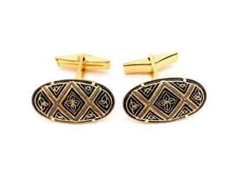 Pair Of Vintage Damascene Cufflinks