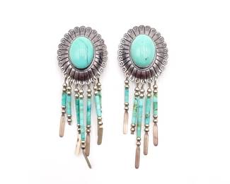 Pair Of Sterling Silver Vintage Southwest Style Conch Clip-On Earrings