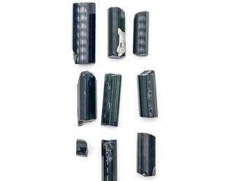 Nine Pieces Of Raw Black Tourmaline 110.24 Carats