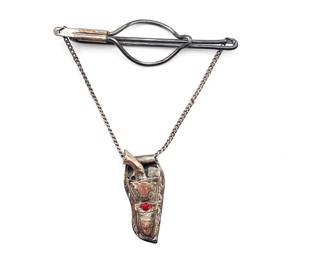Sterling Silver Gun Holster Tie Bar