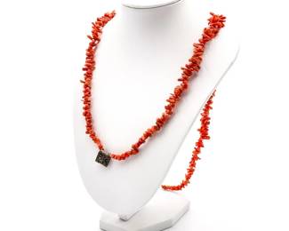 Double Strand Vintage Natural Coral Necklace