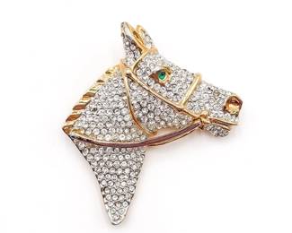 Vintage Rhinestone Horse Head Pin