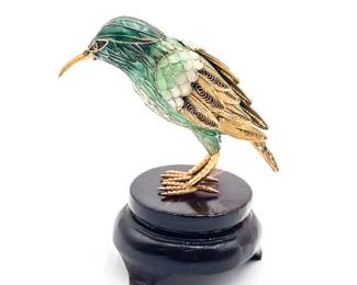Enameled Colorful Kingfisher Figurine