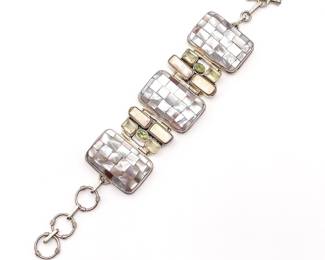 Modernist Sterling Silver Bracelet With Gemstones