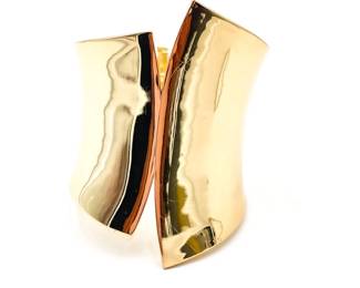 Minimalist Gold-Tone Hinged Wide Cuff Bracelet
